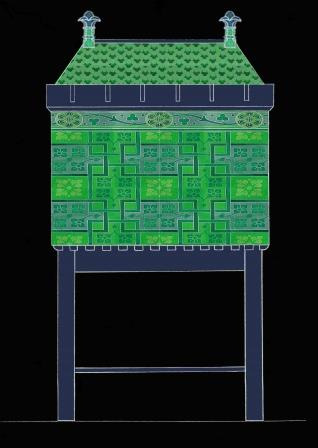 William Burges Gothic Revival Painted stencilled gilded armoire Cupboard bookcase Sideboard drinks TV or Hi-fi cabinet furniture