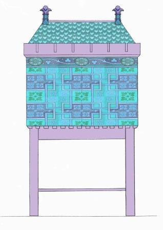 William Burges Gothic Revival Painted stencilled gilded armoire Cupboard bookcase Sideboard drinks TV or Hi-fi cabinet furniture
