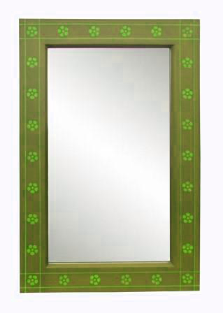 William Burges Gothic Revival gilded stencilled daisies and painted mirror frame
