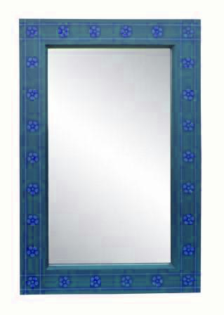 William Burges Gothic Revival gilded stencilled daisies and painted mirror frame
