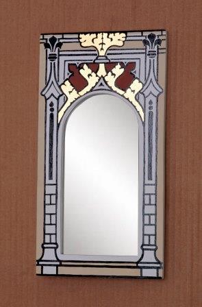 Wm Burges Gothic Revival style Painted gilded gold Mirror frame