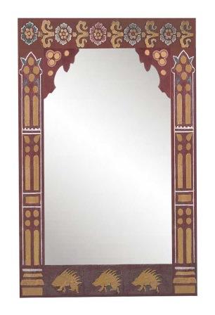 William Burges Gothic Revival gilded stencilled daisies and painted mirror frame