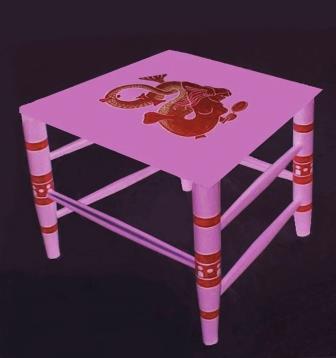 Wm Burges Gothic revival 'Mermaid' chair painted and gilded coffee table
