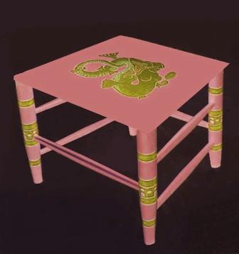 Wm Burges Gothic revival 'Mermaid' chair painted and gilded side sofa table