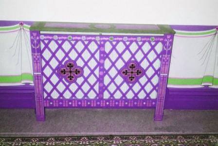 Wm Burges Gothic Revival style painted and gilded style radiator case