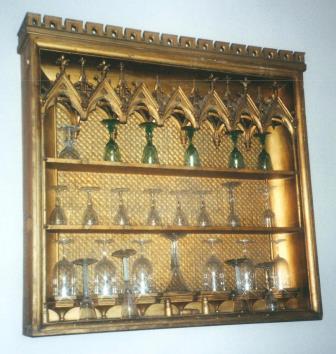 William Burges Gothic revival carved & Gilded  shelves shelf unit