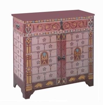 William Burges Gothic Revival style painted 'Fry' cabinet sideboard