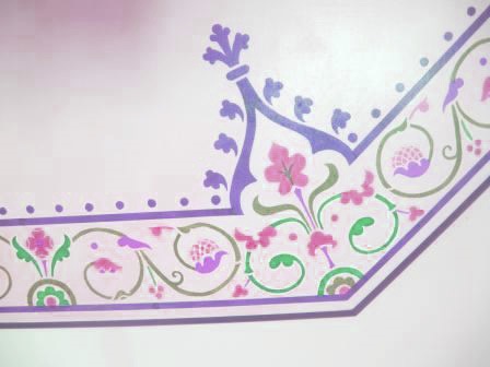 William Burges style Gothic Painted stencilled gothic dining library table top