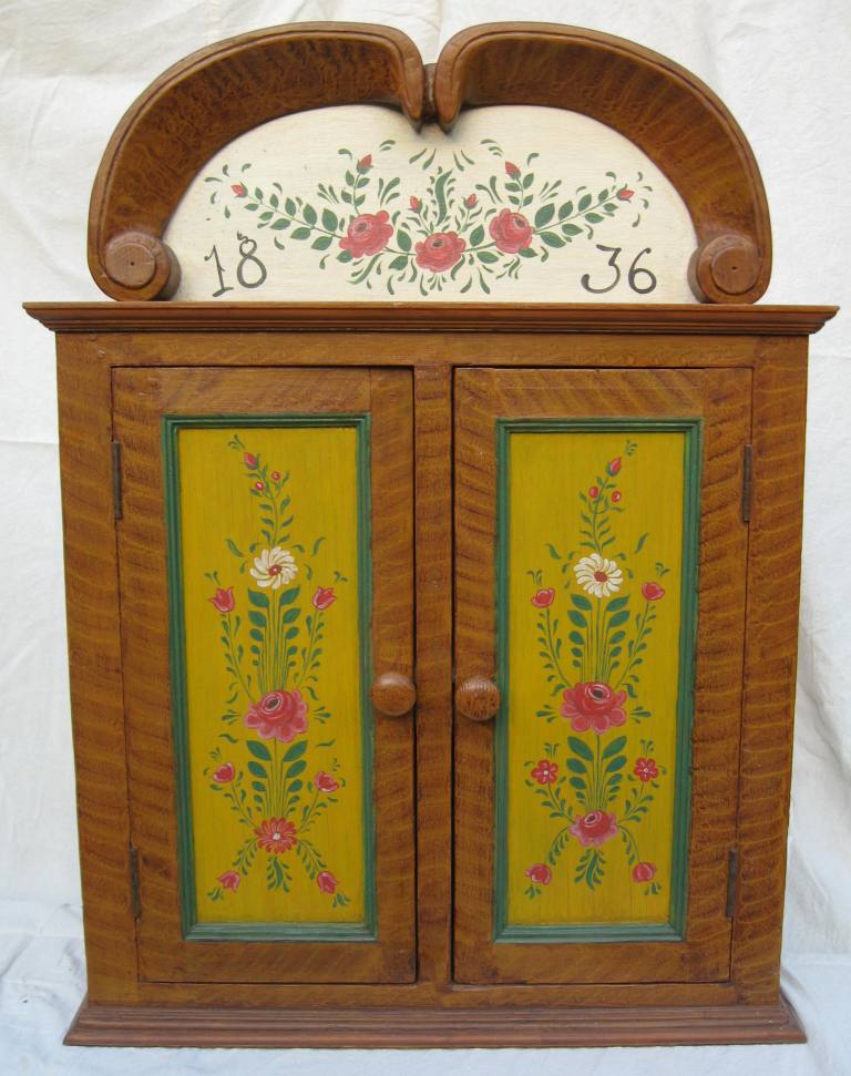Painted marbled C18th style Scandinavian Finnish Finland folk farm wall cupboard skap, furniture