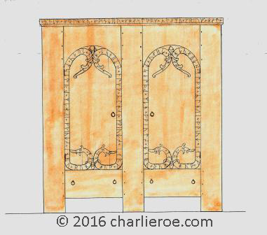 Carved Wooden Viking Revival wardrobe furniture
