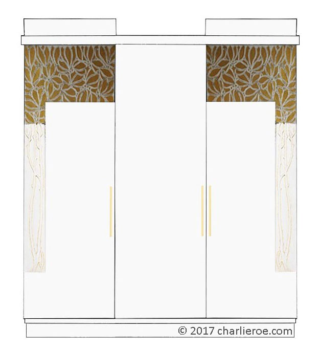 new Vienna Secession Art Nouveau Jugendstil painted bedroom 3 door double wardrobe