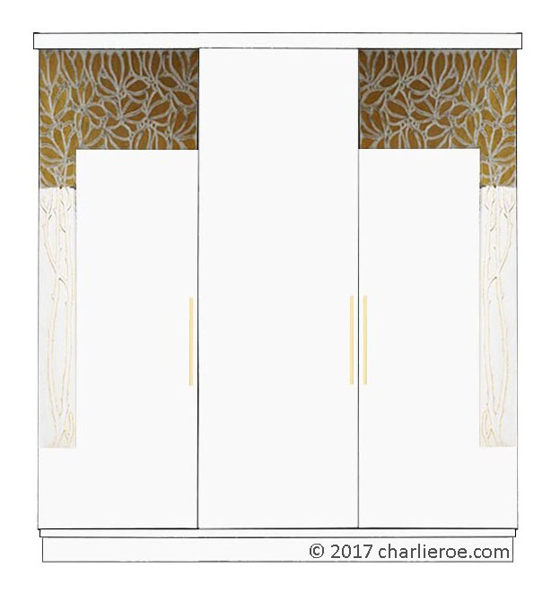 new Vienna Secession Art Nouveau Jugendstil painted bedroom 3 door double wardrobe
