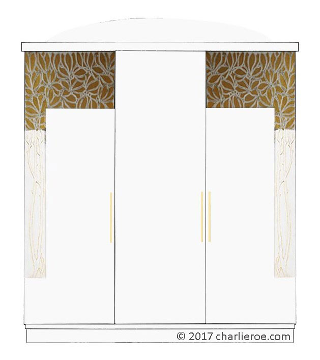 new Vienna Secession Art Nouveau Jugendstil painted bedroom 3 door double wardrobe