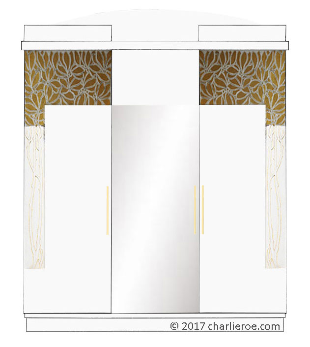 new Vienna Secession Art Nouveau Jugendstil painted bedroom 3 door double wardrobe with mirror door