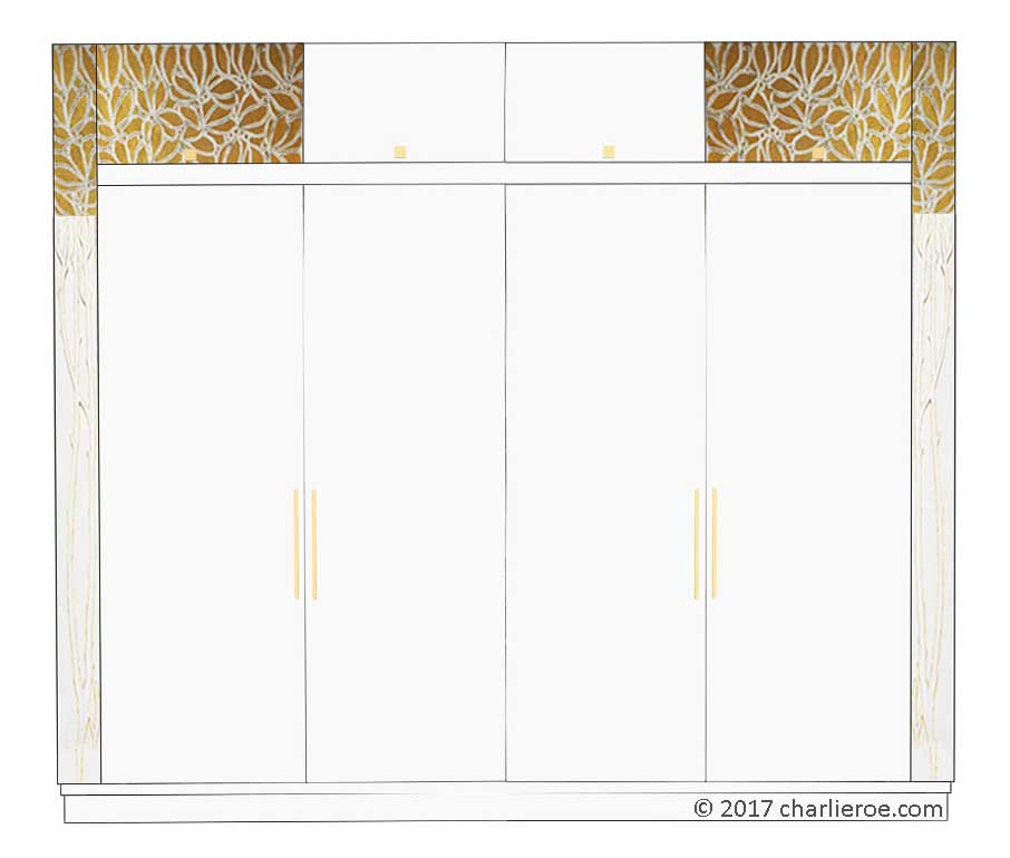 new Vienna Secession Art Nouveau Jugendstil painted bedroom 4 door double wardrobe