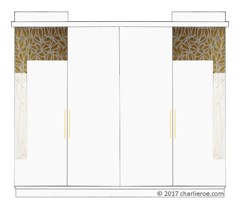 new Vienna Secession Art Nouveau Jugendstil painted bedroom 4 door double wardrobe