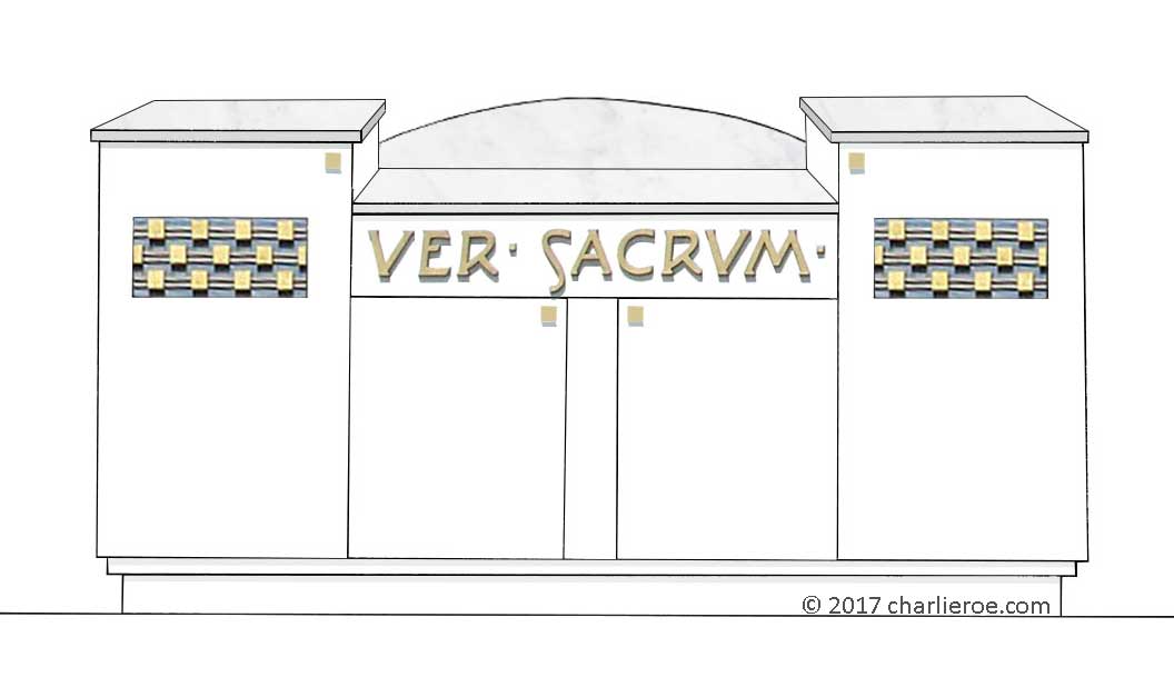new Vienna Secession Art Nouveau Jugendstil painted 4 door cabinet cupboard sideboard with Ver Sacrum motto