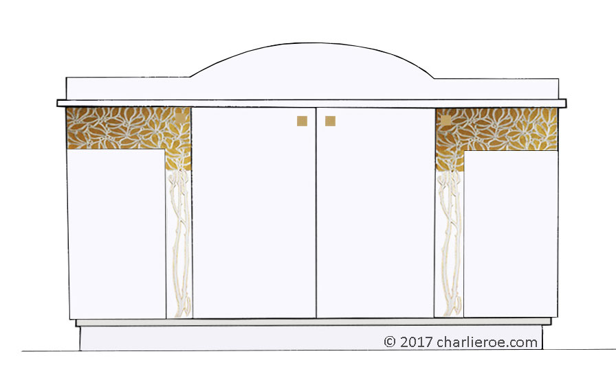 new Vienna Secession Art Nouveau Jugendstil painted 4 door cabinet cupboard sideboard with gold foliage door designs